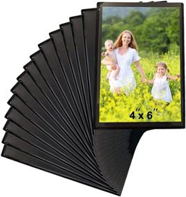 img 4 attached to 🖼️ 15 Pack Magnetic Photo Frame for Refrigerator 4X6 - Black Magnetic Picture Holder and Frame for Fridge