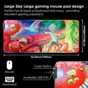 img 3 attached to 🖱️ Bimormat RGB Mouse Pad LED Light Gaming Mouse Pad with Rubber Base | Colorful Computer Carpet Desk Mat for PC Laptop | 35.4 x 15.7 inch | 9040greengun