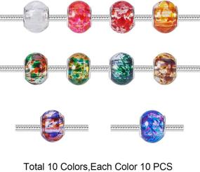 img 1 attached to 📿 PH PandaHall 100pcs European Beads: Vibrant Spray Painted Glass Large Hole Beads for Charm Bracelet Making