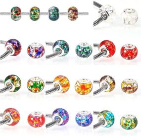 img 3 attached to 📿 PH PandaHall 100pcs European Beads: Vibrant Spray Painted Glass Large Hole Beads for Charm Bracelet Making