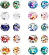 📿 ph pandahall 100pcs european beads: vibrant spray painted glass large hole beads for charm bracelet making logo