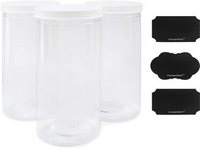 img 4 attached to 📦 Tall BPA-Free PET Plastic Canisters with Lids and Labels (3-Pack, 2.5 quart / 10 cup capacity); 10-inch High Jars Ideal for Food & Home Storage, White Lids, Chalk Labels