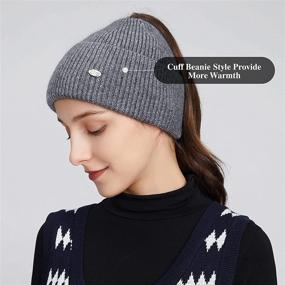 img 3 attached to 🧢 Somaler Ponytail Beanie for Women - High Messy Bun Hat with Ponytail Hole - Warm Winter Knit Cuff Skull Cap