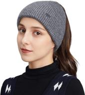 🧢 somaler ponytail beanie for women - high messy bun hat with ponytail hole - warm winter knit cuff skull cap logo