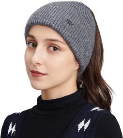 img 4 attached to 🧢 Somaler Ponytail Beanie for Women - High Messy Bun Hat with Ponytail Hole - Warm Winter Knit Cuff Skull Cap