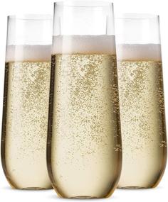 img 4 attached to Shatterproof 9 Oz Stemless Plastic Champagne Flutes - Pack of 24 | Clear Plastic Toasting Glasses - Disposable, Recyclable, and BPA-Free