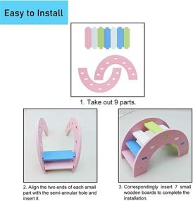 img 1 attached to 🐹 Dwarf Hamster Toys: Complete Set of 6 DIY Accessories for Exercise and Entertainment - Wooden House Hideout, Triangle Platform, Rainbow Bridge, Swing Seesaw - Ideal for Syrian Hamsters, Gerbils, Mice, and Sugar Gliders