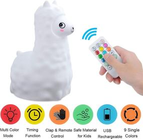 img 2 attached to Yuede Portable Cute Animal Night Light - 9-Color Changing Silicone LED Bedroom Night Lamp with Touch Sensor, Remote Control, and USB Rechargeable - Perfect Infant Gifts for Baby, Kids, Adults (Alpaca)