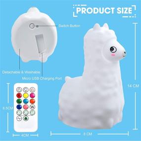 img 3 attached to Yuede Portable Cute Animal Night Light - 9-Color Changing Silicone LED Bedroom Night Lamp with Touch Sensor, Remote Control, and USB Rechargeable - Perfect Infant Gifts for Baby, Kids, Adults (Alpaca)