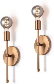 img 4 attached to 💡 Modern Industrial 1 Light Edison Gold Wall Sconces Set of 2 - Brass Wall Mount Lighting for Hallway, Foyer, Kitchen, Bathroom