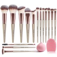 🍾 champagne maange makeup brushes set - 15 professional synthetic brushes for foundation, contour, concealer, blush, powder, including 1 makeup sponge & 1 brush cleaner logo