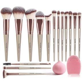 img 4 attached to 🍾 Champagne MAANGE Makeup Brushes Set - 15 Professional Synthetic Brushes for Foundation, Contour, Concealer, Blush, Powder, Including 1 Makeup Sponge & 1 Brush Cleaner