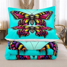 img 3 attached to NINENINE Butterflies Comforter Multi Color Background