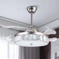 crossio modern reversible dimmable led crystal ceiling fan light nickel - enhance your interior with a retractable fan chandelier! логотип