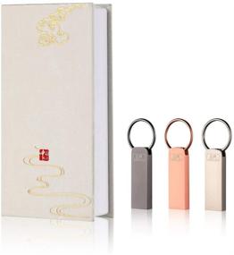 img 4 attached to 💿 3-Pack Metal USB Flash Drive 64GB with Keyring Gift Box - Thumb Drive, Jump Drive Memory Stick U Disk (3 Colors)