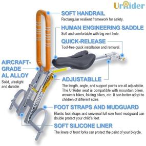 img 2 attached to 🚲 UrRider New Upgrade Child Bike Seat - Front Mount Kid Bicycle Carrier for Mountain Bikes, Women's Bikes & Folding Bikes. Foldable, Portable & Tool-Free Quick-Release