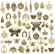 📿 50 antique gold charms pendants assortment for diy jewelry making logo