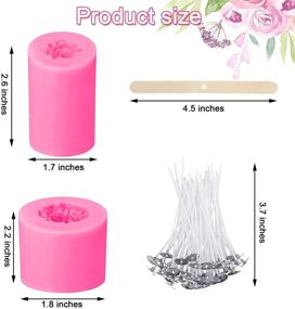 img 3 attached to 🕯️ Set of 2 Cylinder and Sphere Rose Flower 3D Candle Molds with 100 Candle Wicks and 10 Wooden Candle Wick Holders - Ideal for Crafting Beeswax Candles, Soaps, Lotion Bars, and Bath Bombs