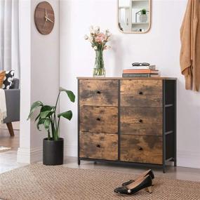 img 3 attached to 🛏️ SONGMICS 6-Drawer Dresser for Bedroom, Chest of Drawers, Closet Fabric Dresser with Metal Frame, Rustic Brown and Black ULGS23H