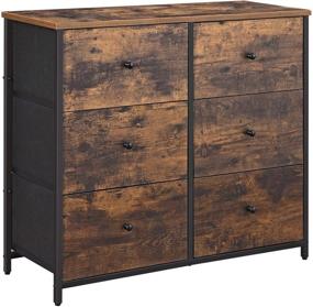 img 4 attached to 🛏️ SONGMICS 6-Drawer Dresser for Bedroom, Chest of Drawers, Closet Fabric Dresser with Metal Frame, Rustic Brown and Black ULGS23H