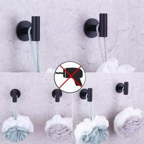 img 3 attached to 🧲 GERZWY Matte Black Adhesive Wall Hooks for Towels - Set of 2 - Premium Sticky Hooks - Bathroom Towel Hangers Without Nails - Strong Adhesive Hooks for Hanging