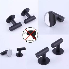 img 1 attached to 🧲 GERZWY Matte Black Adhesive Wall Hooks for Towels - Set of 2 - Premium Sticky Hooks - Bathroom Towel Hangers Without Nails - Strong Adhesive Hooks for Hanging