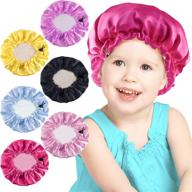 dufin 6 pcs kids bonnet - satin sleeping cap for toddlers, adjustable drawstring hair bonnet for kids logo