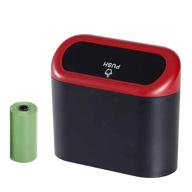🗑️ portable hanging mini car trash can with lid - waterproof and odorless garbage can for car, office, and home (red) logo