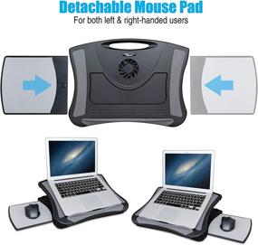img 2 attached to 🖥️ MAX SMART Laptop Lap Pad Stand with Integrated Mouse Pad, Cushion, USB Cooling Fan, Non-Slip Heat Shield - Versatile Workstation for Home, Office, Bed Sofa, Couch, Car - Ideal for Tablets and Laptops