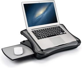 img 4 attached to 🖥️ MAX SMART Laptop Lap Pad Stand with Integrated Mouse Pad, Cushion, USB Cooling Fan, Non-Slip Heat Shield - Versatile Workstation for Home, Office, Bed Sofa, Couch, Car - Ideal for Tablets and Laptops