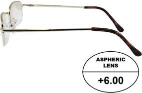 img 1 attached to Premium High-Powered Reading Glasses for Men: Gold Frame, Brown Case, +6.00 Magnification Aspheric Lenses