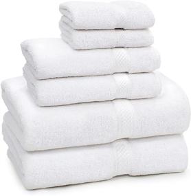 img 4 attached to 🛀 Ultra Soft 6-Piece White Bath Towel Set - Premium 100% Natural Cotton, High Absorbency, Ideal for Bathroom, Hotel, Gym, SPA - Includes 2 Bath Towels, 2 Hand Towels, 2 Washcloths