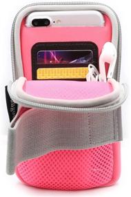 img 2 attached to 📱 iPhone 13 Pro Max Armband: iMangoo Cell Phone Pouch for Google Pixel, Water Resistant Gym Wrist Bag – Pink