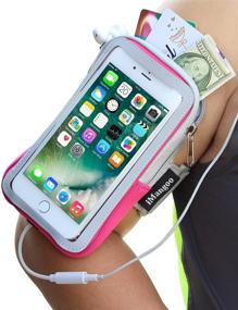 img 4 attached to 📱 iPhone 13 Pro Max Armband: iMangoo Cell Phone Pouch for Google Pixel, Water Resistant Gym Wrist Bag – Pink