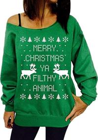 img 2 attached to 🎄 Taiduosheng Women's Off-Shoulder Ugly Christmas Sweater with Reindeer Print, Xmas Tops, Pullovers, Blouse - Plus Size M-3XL