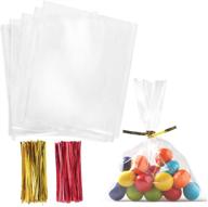 🍬 cello cellophane treat bags: 200 clear 5x7 inch bags with twist ties for gift wrapping, candies, bakery & more! logo
