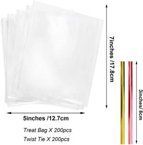 img 3 attached to 🍬 Cello Cellophane Treat Bags: 200 Clear 5x7 Inch Bags with Twist Ties for Gift Wrapping, Candies, Bakery & More!