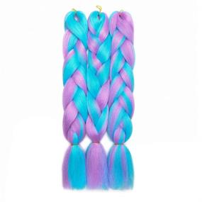 img 3 attached to 🌈24-дюймовые наращивание косы Jumbo Braids: Африканские радужные косички "Box Braiding", подходящие для Сенегальского кручения – 3 набора, 2 оттенка светлого голубого/фуксии.