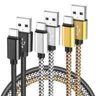 🔌 3-pack 10ft usb-to-usb c charger cable - heavy duty braided fast charging cables for samsung galaxy s21 s20 s10 note 20 10 9, ipad pro air mini, surface pro go, lg, moto, oneplus logo