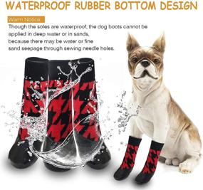 img 1 attached to 🐾 Premium BESUNTEK Dog Socks: Non-Slip Paw Protectors with Straps for Enhanced Traction & Waterproof Performance (Black, Red)