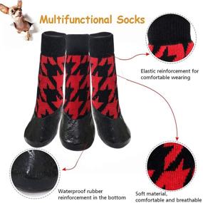 img 3 attached to 🐾 Premium BESUNTEK Dog Socks: Non-Slip Paw Protectors with Straps for Enhanced Traction & Waterproof Performance (Black, Red)