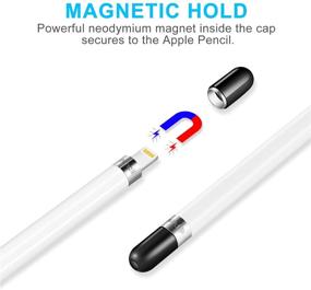 img 2 attached to 🖊️ Magnetic Replacement Cap for Apple Pencil 1st Gen - Including Silicone Protective Cap Holder (Black)
