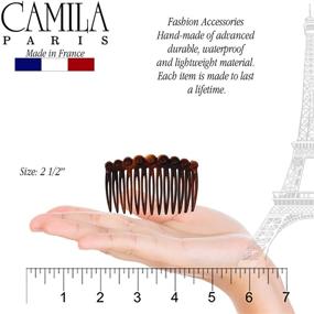 img 2 attached to 🎀 Camila Paris CP33/2 French Hair Side Comb Small Set - Tortoise Shell Cellulose Combs for Women, No-Slip Hair Clips, Strong Hold Hair Accessories