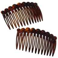 🎀 camila paris cp33/2 french hair side comb small set - tortoise shell cellulose combs for women, no-slip hair clips, strong hold hair accessories logo