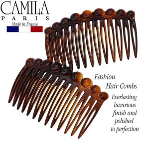 img 1 attached to 🎀 Camila Paris CP33/2 French Hair Side Comb Small Set - Tortoise Shell Cellulose Combs for Women, No-Slip Hair Clips, Strong Hold Hair Accessories