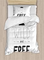 🌄 ambesonne adventure twin size duvet cover set, abstract rising sun arrows forest sketch art design, decorative bedding set with pillow sham - black and white logo