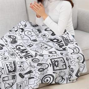 img 2 attached to Edwiinsa Monochrome Sketch Gaming Racing Monitor Device Gadget Teen 90's Fleece Blanket Ultra-Soft Microfiber Cozy Bed Throw Lightweight Plush Luxury Blankets 40'' x 50''