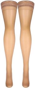 img 1 attached to 🏻 Truform Beige Thigh High Compression Stockings for Women, 8-15 mmHg, 20 Denier, Large