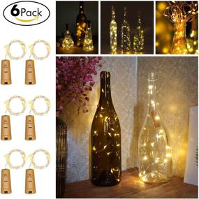 img 3 attached to Wine Bottle String Lights, GardenDecor 6 Packs Micro Artificial Cork Copper Wire Starry Fairy Lights, Battery Operated for Bedroom, Parties, Wedding, Decoration(6 Packs 2m/7.2ft Warm White)