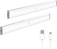 usb rechargeable motion sensor under cabinet lights - portable 18 led night light bar for closet, counter, wardrobe, and stairs - 2 pack логотип